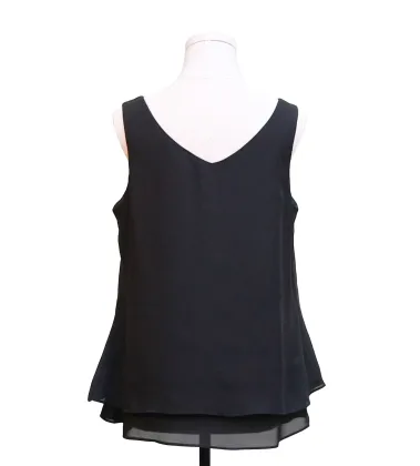 V Neck Chiffon Double Layer Sleeveless Top