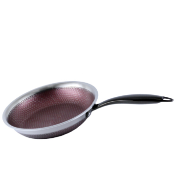 28cm 3ply 18/10 Double Sides Etched Red Pan