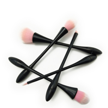 Conjunto de pinceles de maquillaxe negro e rosa de 5 unidades