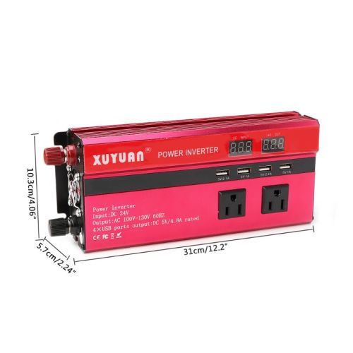 5000W Solar Car Power Inverter LED DC12V to AC110/220V Sine Wave Converter 4 USB Interfaces
