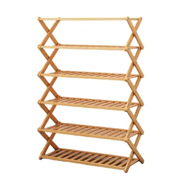 Foldable Bamboo Shoe Rack: Multi-Tier Portable Storage Organizer for Modern Home