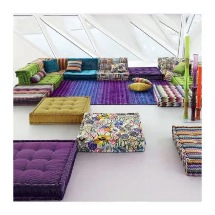 Modern Luxurious Rochburg Mahjong Fabric Modular Sofa Bed Combination