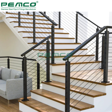 Modern Stainless Steel Cable Railing with Indoor Balcony Wire Handrail Post Design