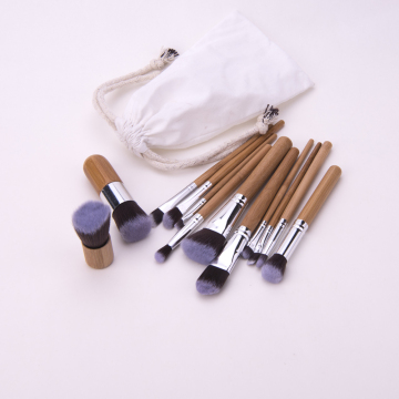 Wood handle makeup brush set with cloth bag