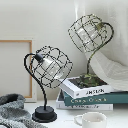 Contemporary Red Lantern Glass Lamp with LED Lighting