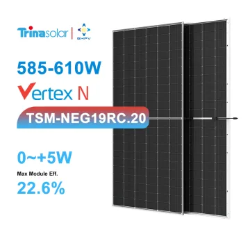 Trina Solar Vertex N Bifacial Dual Glass TSM-Neg19RC.20 N-Type Photovoltaic Panels: 610W, 600W, 595W, 590W, and 585W Solar Modules