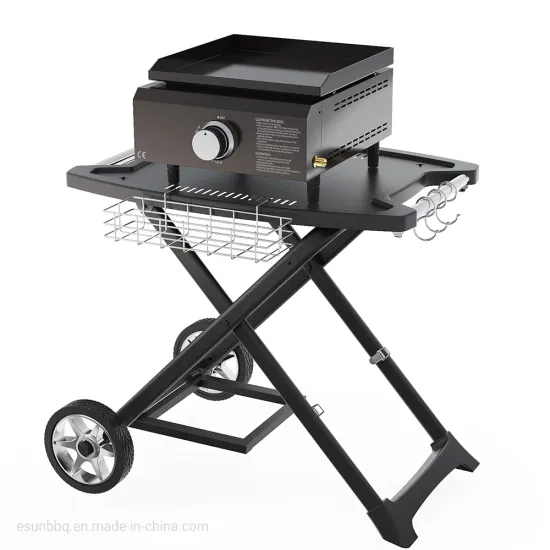 Esun Outdoor Tabletop Teppanyaki Grilll BBQ Griddle Propane Plancha Hot Plate with Trolley