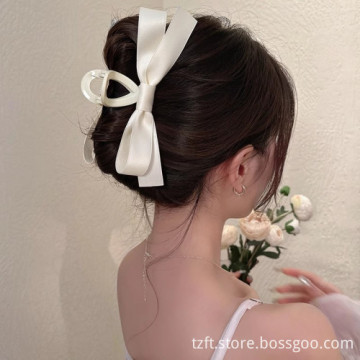 Large Size Black Bow Hair Claw Clip - Custom Hepburn Style Shark Headdress