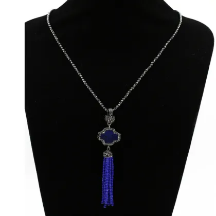 Fashion women accessories red jade stone jewelry tassel pendant necklace wholesale