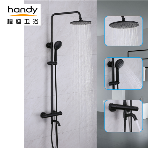 Luxury golden round thermostatic shower set