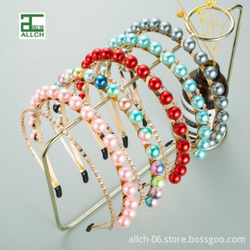 ALLCH RTS 2023 Handmade Sparkle Crystal Headband with Pearls and Rhinestones for Women