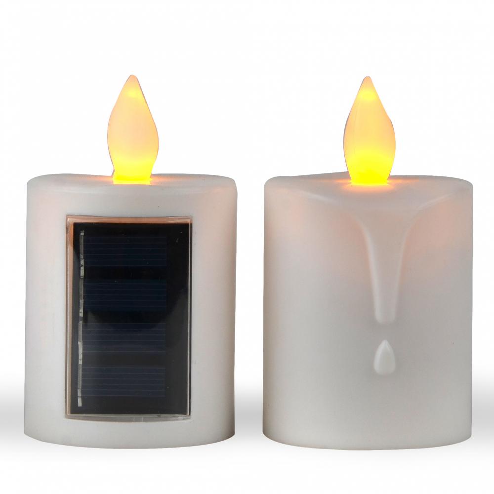 White Solar Powered Flameless Candle With High Quality