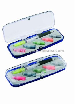 multi color ball pen with highlighter set