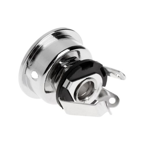 Electic Guita Chome Socket Jack Plate Holde Fo 6.35Mm