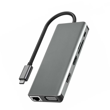 Docking di tipo C di tipo C personalizzabile 12 in 1 con USB 3.0, doppio HDMI e VGA e hub USB PD per laptop