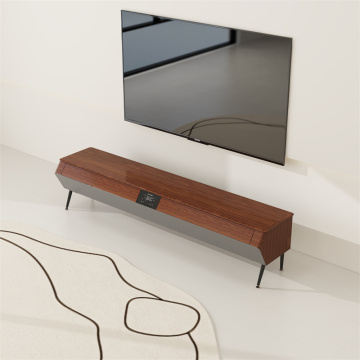 Modern LED Atmosphere Light Solid Wood TV Stand with Smart Features