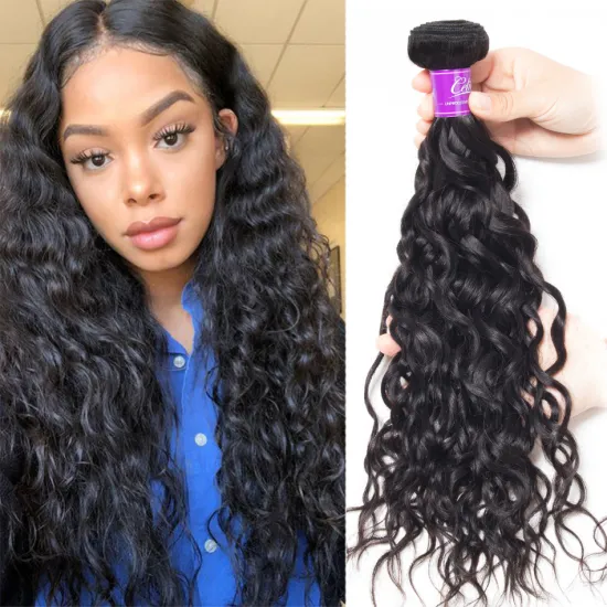 Grade 10A 100% Raw Unprocessed Virgin Peruvian Hair 2019 Virgin Peruvian Water Wave Hair with Lace Closure