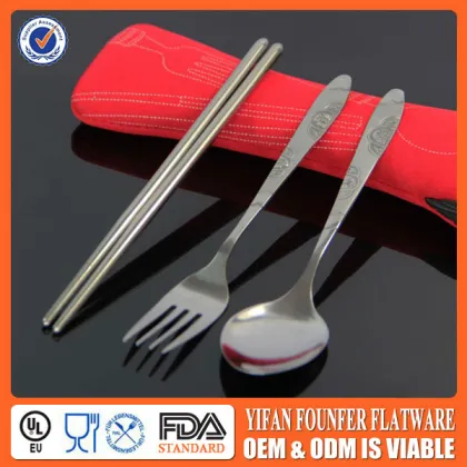 Promotional spoon fork chopsticks portable flatware for Children's day gift