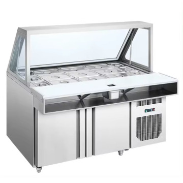 1.8m Push-Door Refrigerated Display Table for Salad Bar and Fruit Cooling