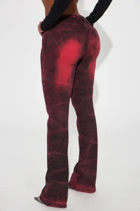 Custom Fashion Stretch Boot cut Jeans Red Wash Denim Pants