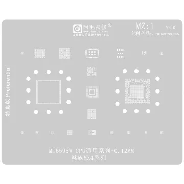 Tin Mesh BGA Reballing Stencil for CPU Mini Zu Mobile Series MX4/Note/Note 2/3/5/3S/MAX/X/Pro 7/MX5/Pro 6