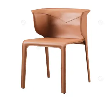 Italian minimalist orange saddle leather single chairs