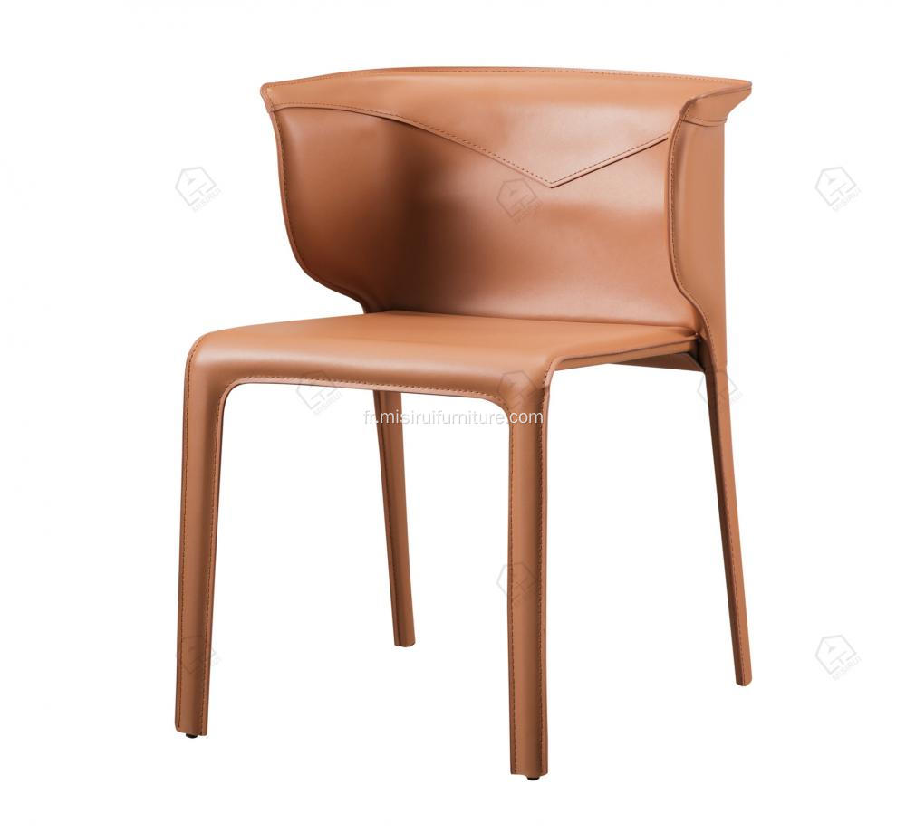 Chaises simples en cuir à selle orange minimaliste italienne