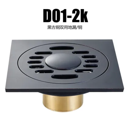 Black bronze copper material square deodorant floor drain American black floor drain