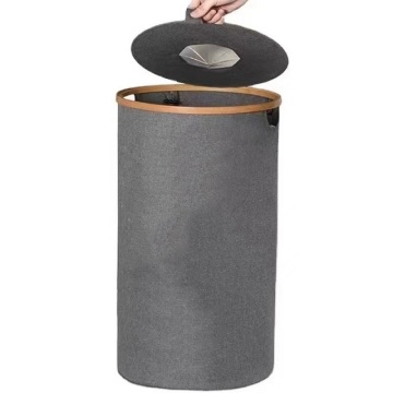 Custom Foldable Bamboo Fabric Storage Bin with Lid - 100L Capacity - Ideal for Kitchen Recycling and Organization