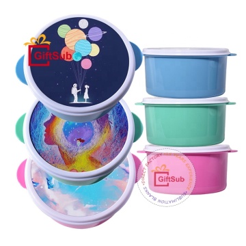 Customizable Personalized Sublimation Round Lunch Boxes for Kids: DIY Heat Transfer Plastic Food Containers and Blank Small Bento Lunch Bags