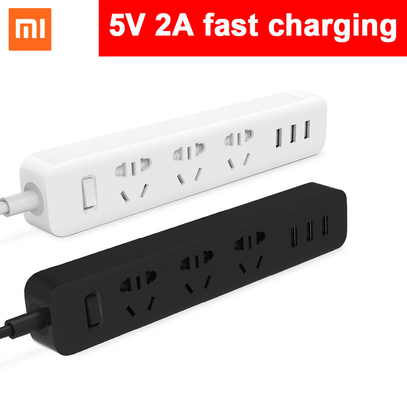 Original Xiaomi power Strip With 3 USB Extension Socket Plug Multifunctional Fast Charging Power Strip 10A 250V 2500W MI Adapter