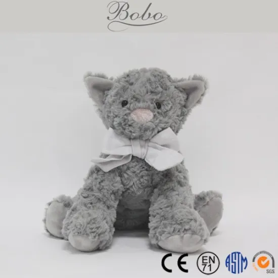 minky plush cat toys for kids with bow tie