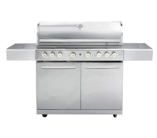 8 Burners Gas Grill: 6 Main Burners + Side Burner + Rear Burner