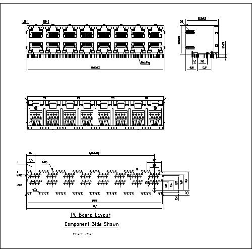 ATRJ5922-8P8C-X-C-L-B RJ45 Jack Side Entry 2X8P Shielded With LED & EMI