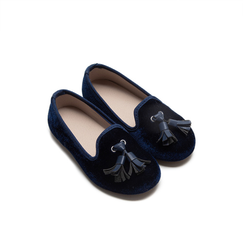 Leather -Moccasins Trẻ em trượt trên giày