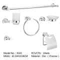 Chromed Zinc Silver Wall Mounted Bathroom Accessories Set