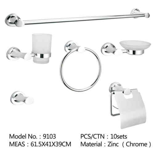 Chromed Zinc Silver Wall Mounted Bathroom Accessories Set