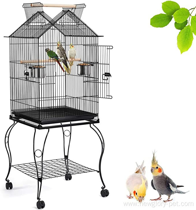 57-Inch Rolling Open Top Roof Bird Cage