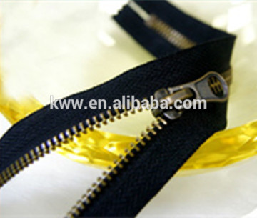 Antique gold brass metal zipper for jeans garment bags shoes withe semi auto lock closed end Y-teeth