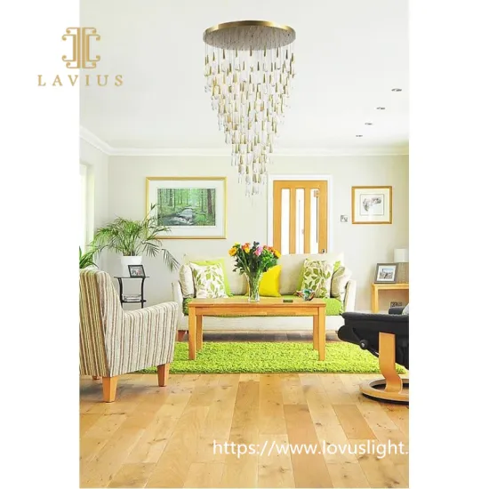 Drop shape gold glass chandelier Modern gold design for living room Large size
