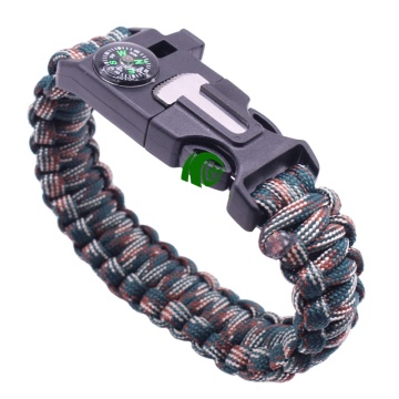 Ultimate Tactical Survival Flint Fire Starter with Whistle Bracelet