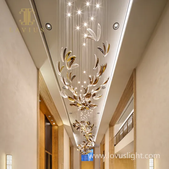 Hallway Chandelier Manufacturing Chandelier Lighting Custom Modern Hotel Corridor Long Ceiling Petal Shaped Chandelier