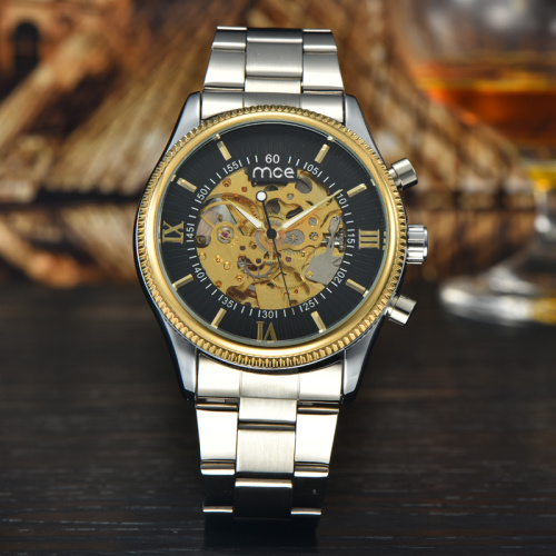 Custom logo tag stainless steel back men's watches