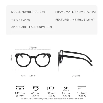 BLONGU Retro Round Frame Blue Light Ray Blocking Glasses