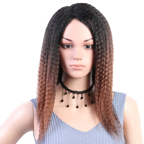 Wholesale Hot Selling Black Yaki Kinky Straight Afro Wig For Black Women Cheap Synthetic Hair Wigs Women's Wigs