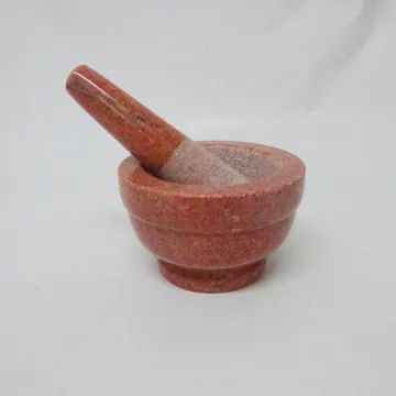 Red Marble Mortar and Pestle Herb Grinder