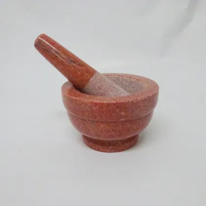 Red Marble Mortar and Pestle Herb Grinder