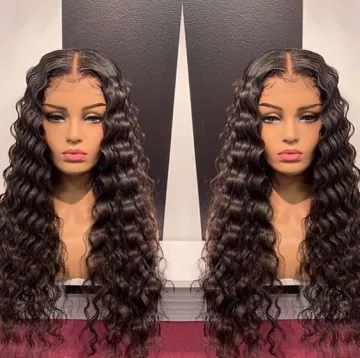 Drop shipping 32 Inch Malaysian Deep Wave Human Hair 4X4 Lace Front Lacefront Wigs In Dubai