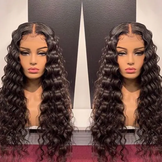 Drop shipping 32 Inch Malaysian Deep Wave Human Hair 4X4 Lace Front Lacefront Wigs In Dubai