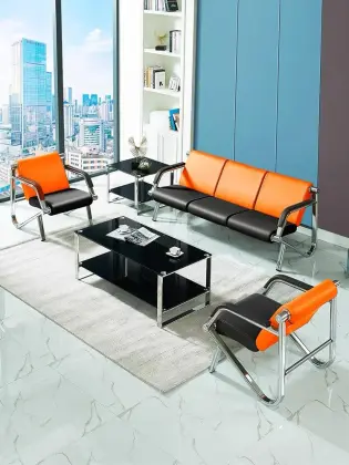 Gold Wood Frame Leather Double Seats for Public Hospitals and Airports